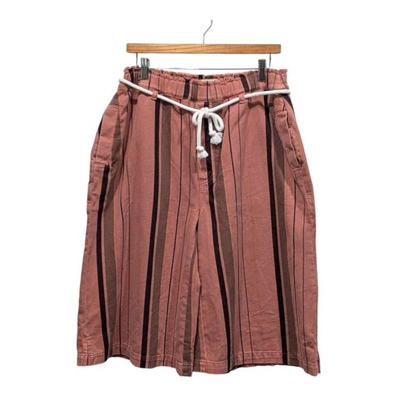New! Anthropologie Pilcro Cropped PJ Striped Rope Belt Wide Leg Gaucho Jeans, S - Picture 4 of 14